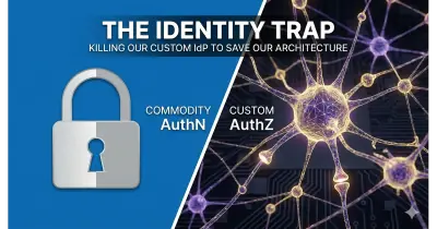A split technical diagram showing a generic lock icon representing commodity AuthN versus a complex neural network representing custom AuthZ